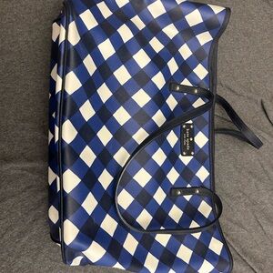 Kate Spade Blue and White Checkered Tote Bag